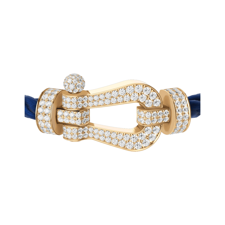 FRED Force 10 Navy Cable with 18k Yellow Gold Extra LG Full Pave Diamond Buckle, Exclusively at Hamilton Jewelers