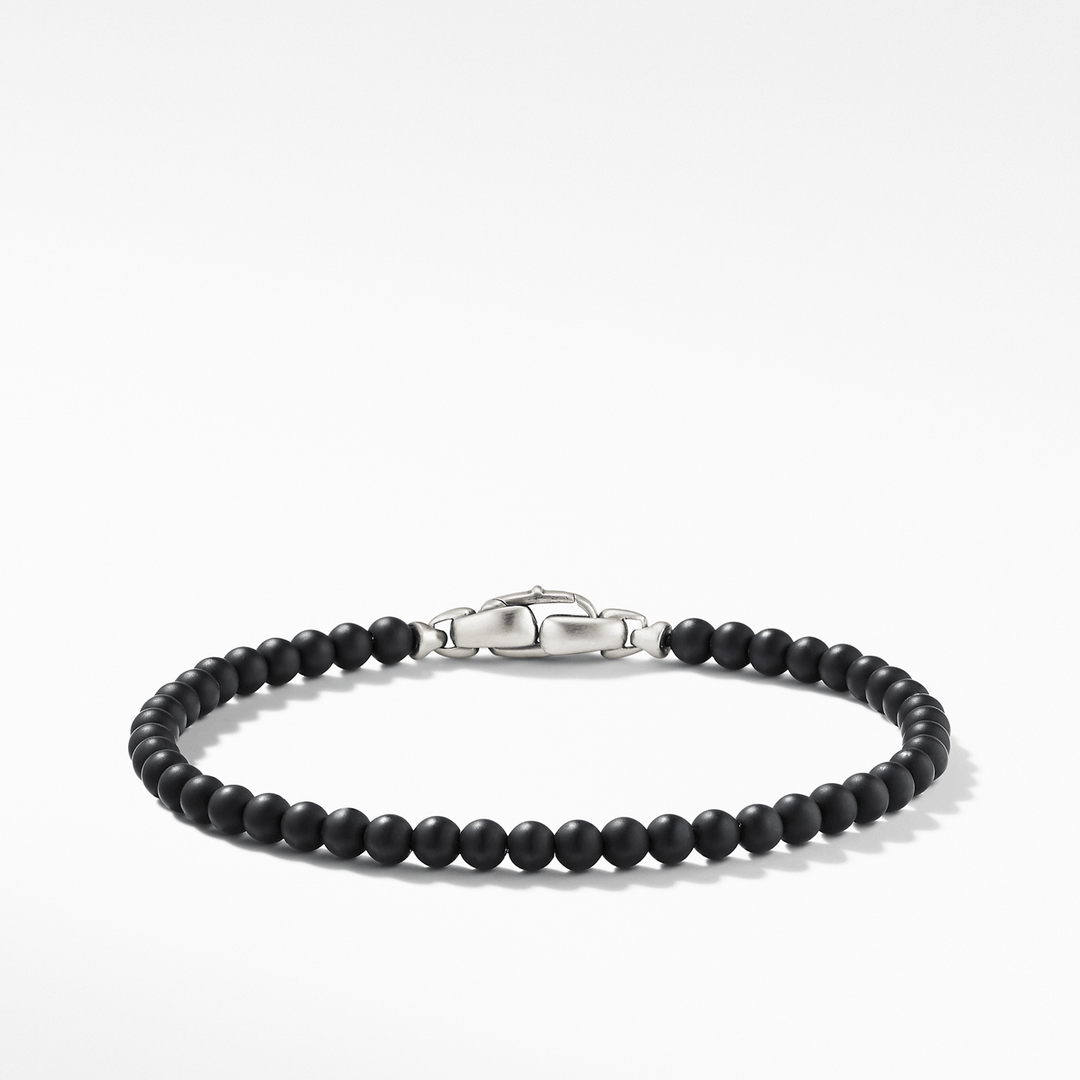 David Yurman Spiritual Beads Bracelet Black Onyx with Sterling Silver, 4mm