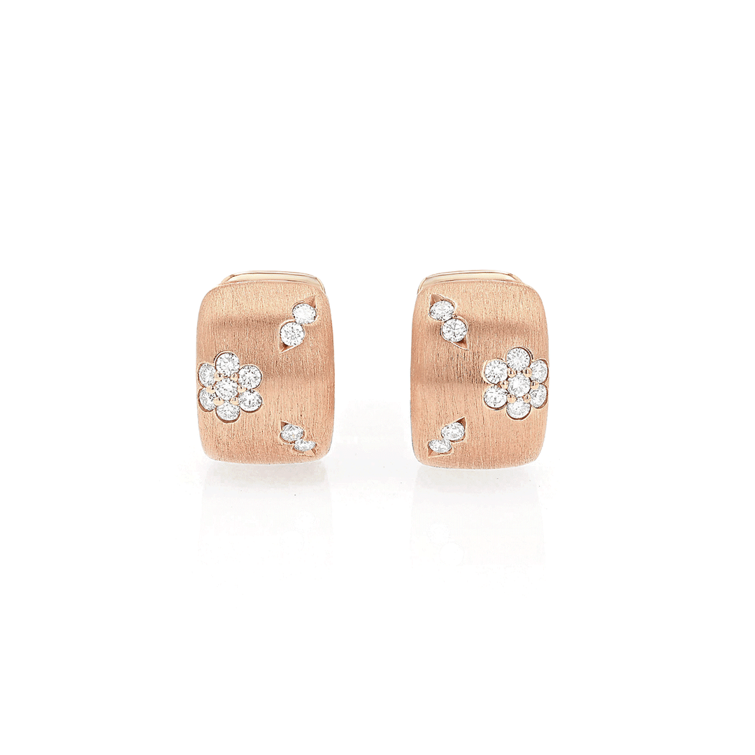 Hamilton Fleur 18k Rose Gold and .31 Total Weight Diamond Huggies