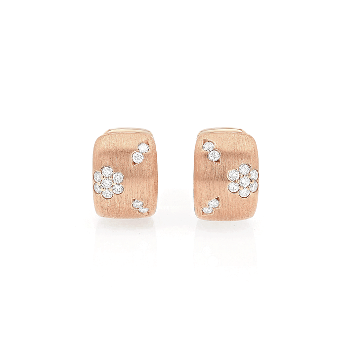 Hamilton Fleur 18k Rose Gold and .31 Total Weight Diamond Huggies