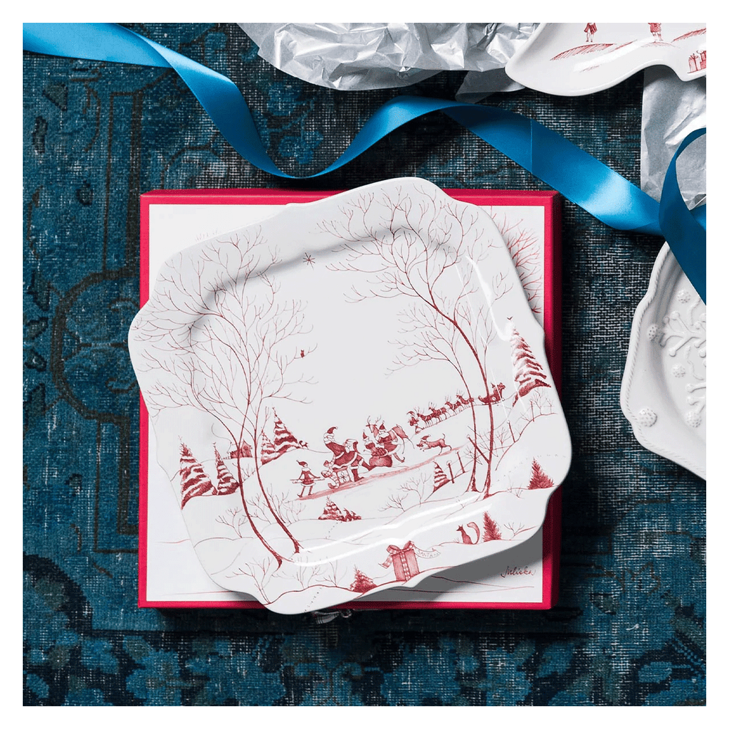 Juliska Country Estate Winter Frolic Ruby Santa's Cookie Tray