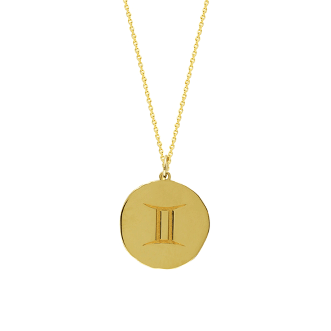 14k Yellow Gold Zodiac Gemini Pendant