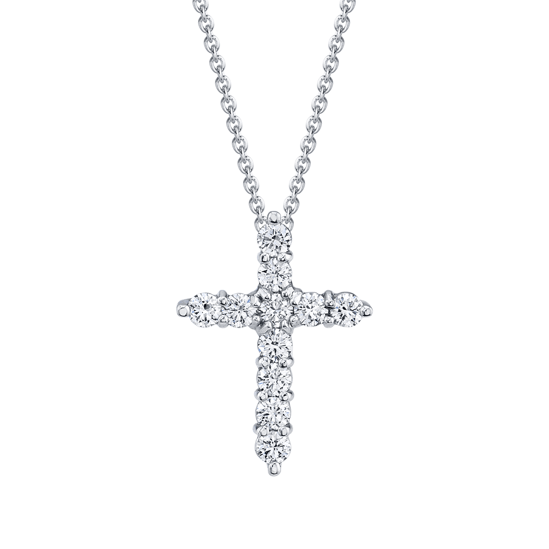 Platinum and 1.01 Total Weight Diamond Cross Pendant