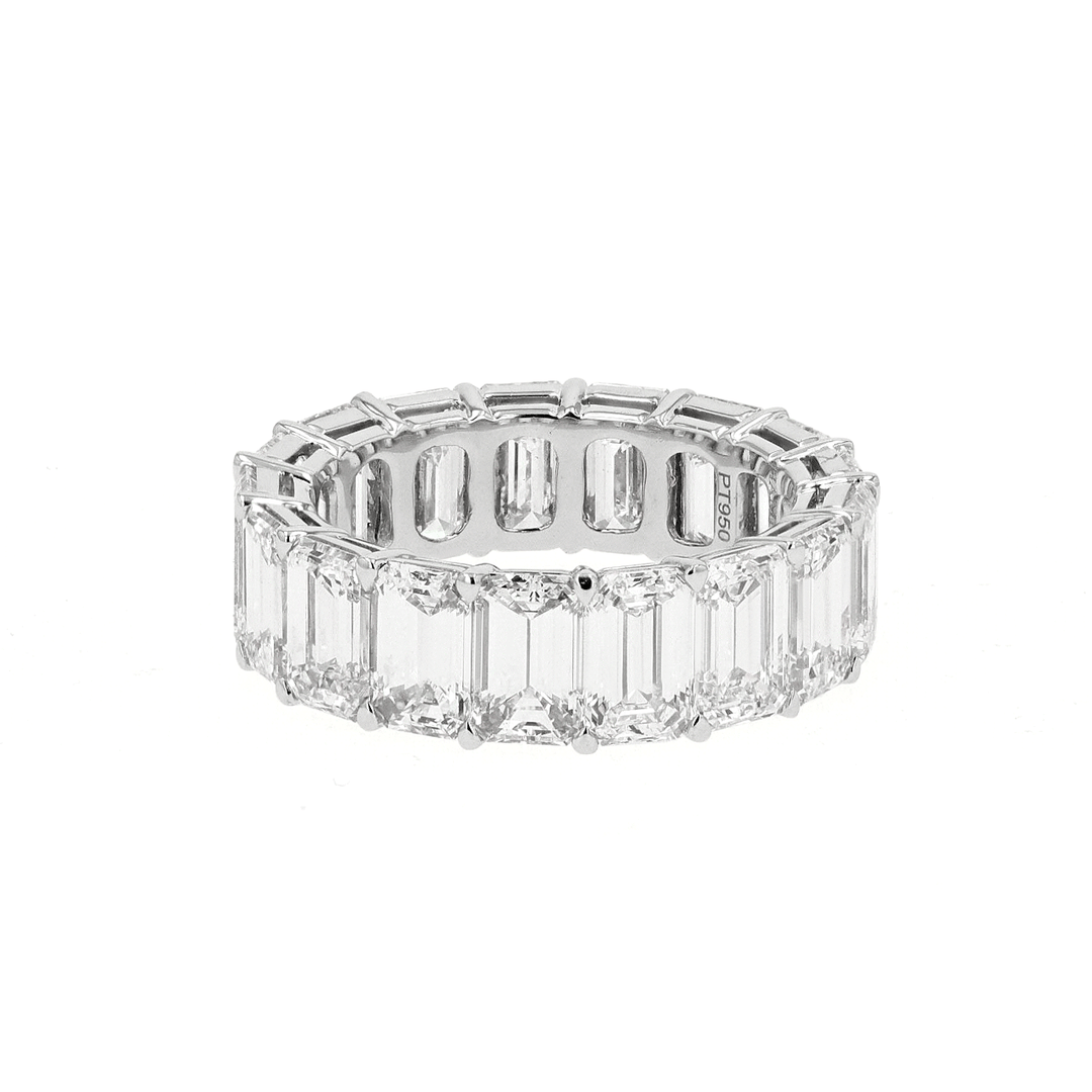 Private Reserve Platinum and 10.15 Total Weight Emerald Cut Diamond Eternity Band