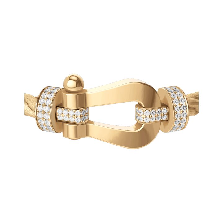 FRED Force 10 Gold Cord 18k Yellow Gold EXLG Half Pave Diamond Buckle Exclusively Hamilton Jewelers