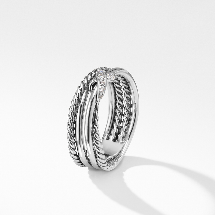 David Yurman X Crossover Band Ring in Sterling Silver with 18k Yellow Gold