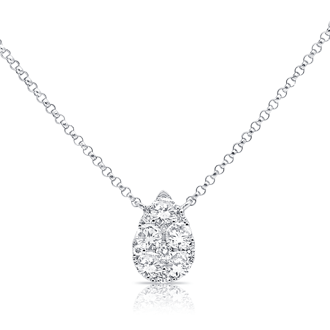 Celestial 14k White Gold and Pear Shape Diamond .72 Total Weight Pendant