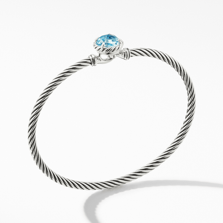 David Yurman Petite Chatelaine Bracelet Sterling Silver with Blue Topaz, 3mm