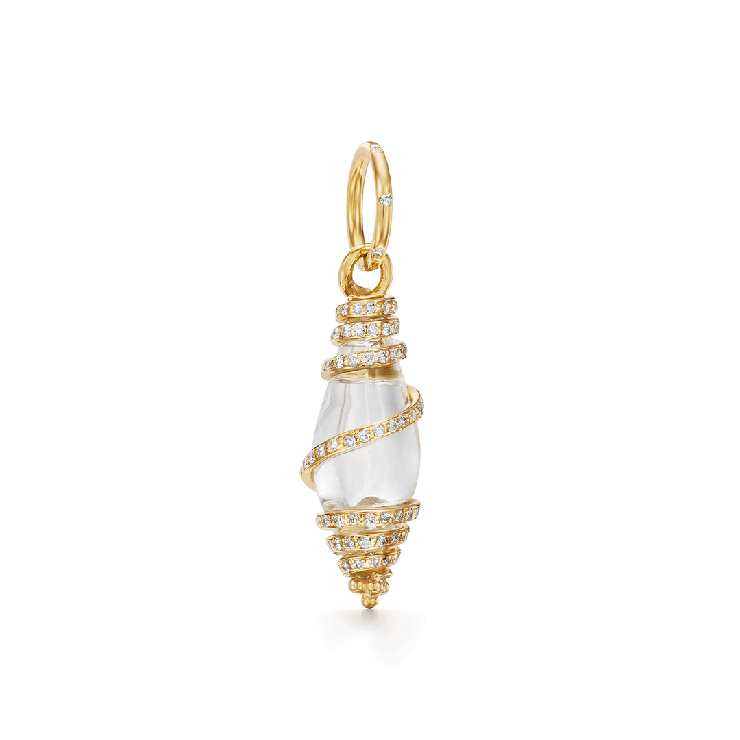 Temple St. Clair 18k Yellow Gold Small Diamond Pave Crystal Shell Pendant
