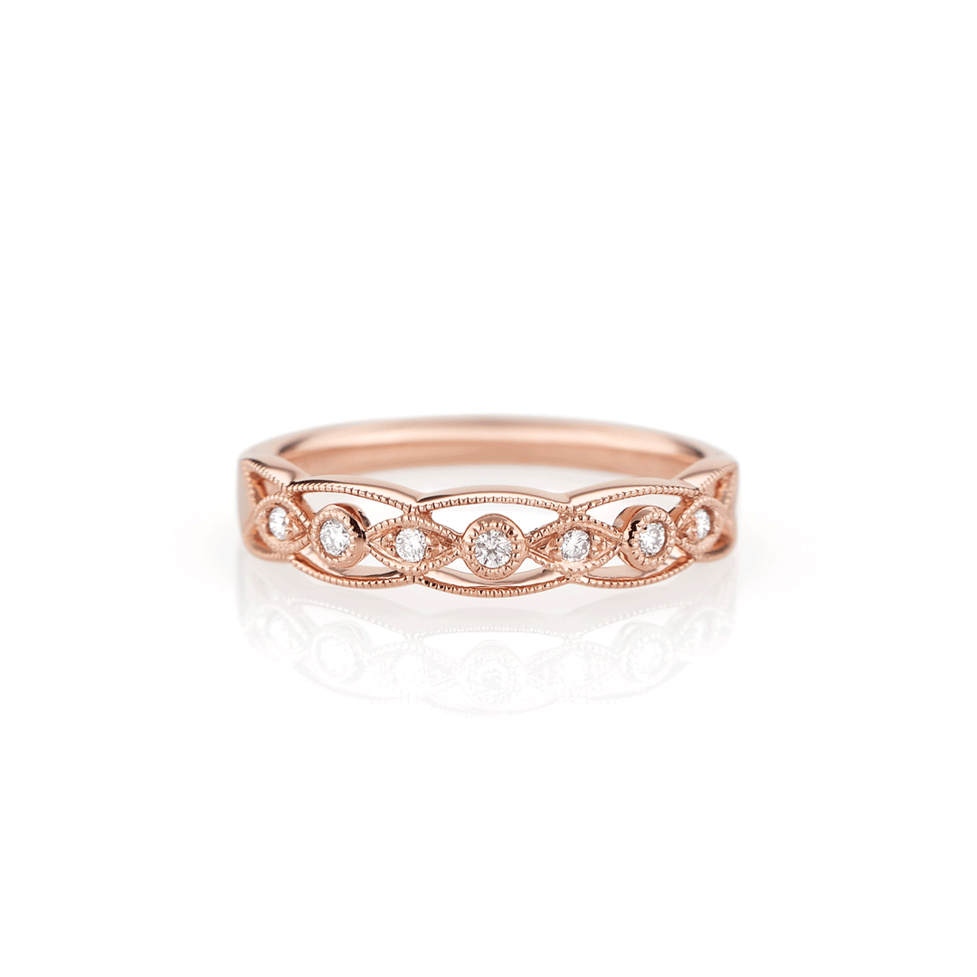 Heritage 18k Rose Gold and .08 Total Weight Diamond Band