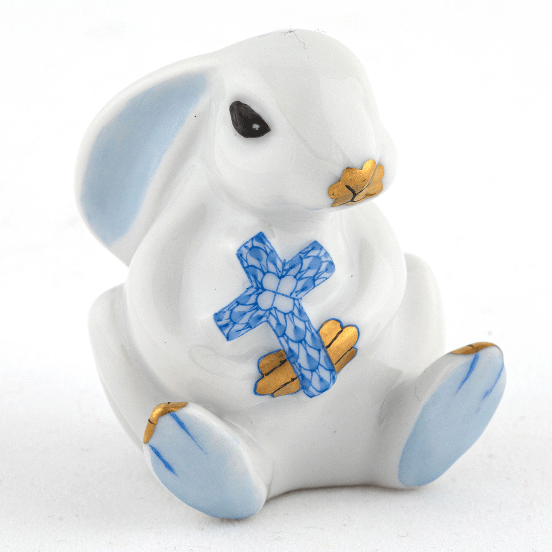 Herend Blue Bunny with Cross