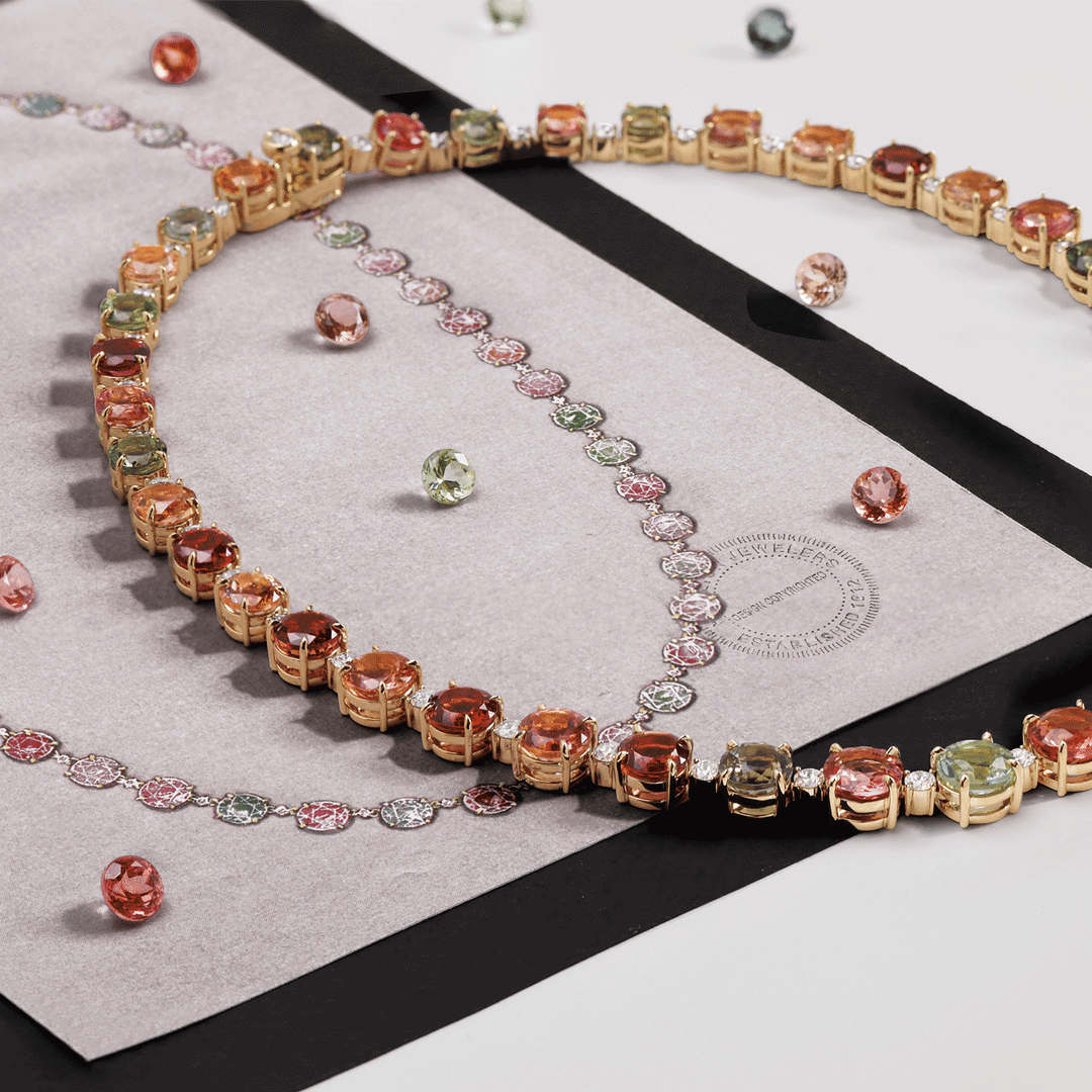 Private Reserve 18k Yellow Gold and Multi Color Tourmaline Necklace