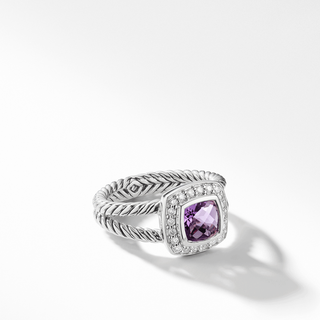 Petite Albion® Ring with Amethyst and Diamonds Size 7