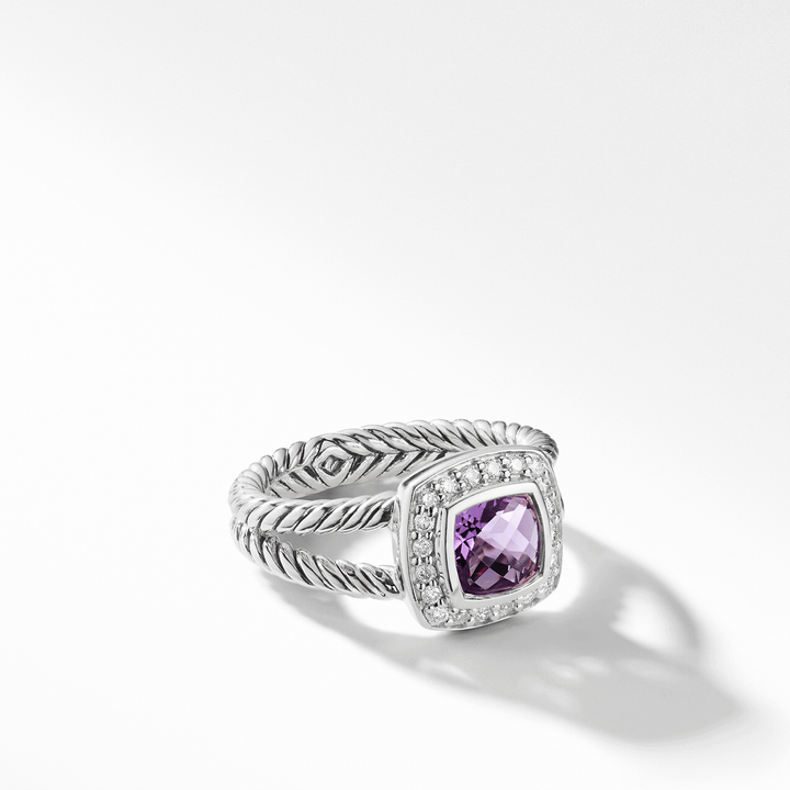 Petite Albion® Ring with Amethyst and Diamonds Size 7