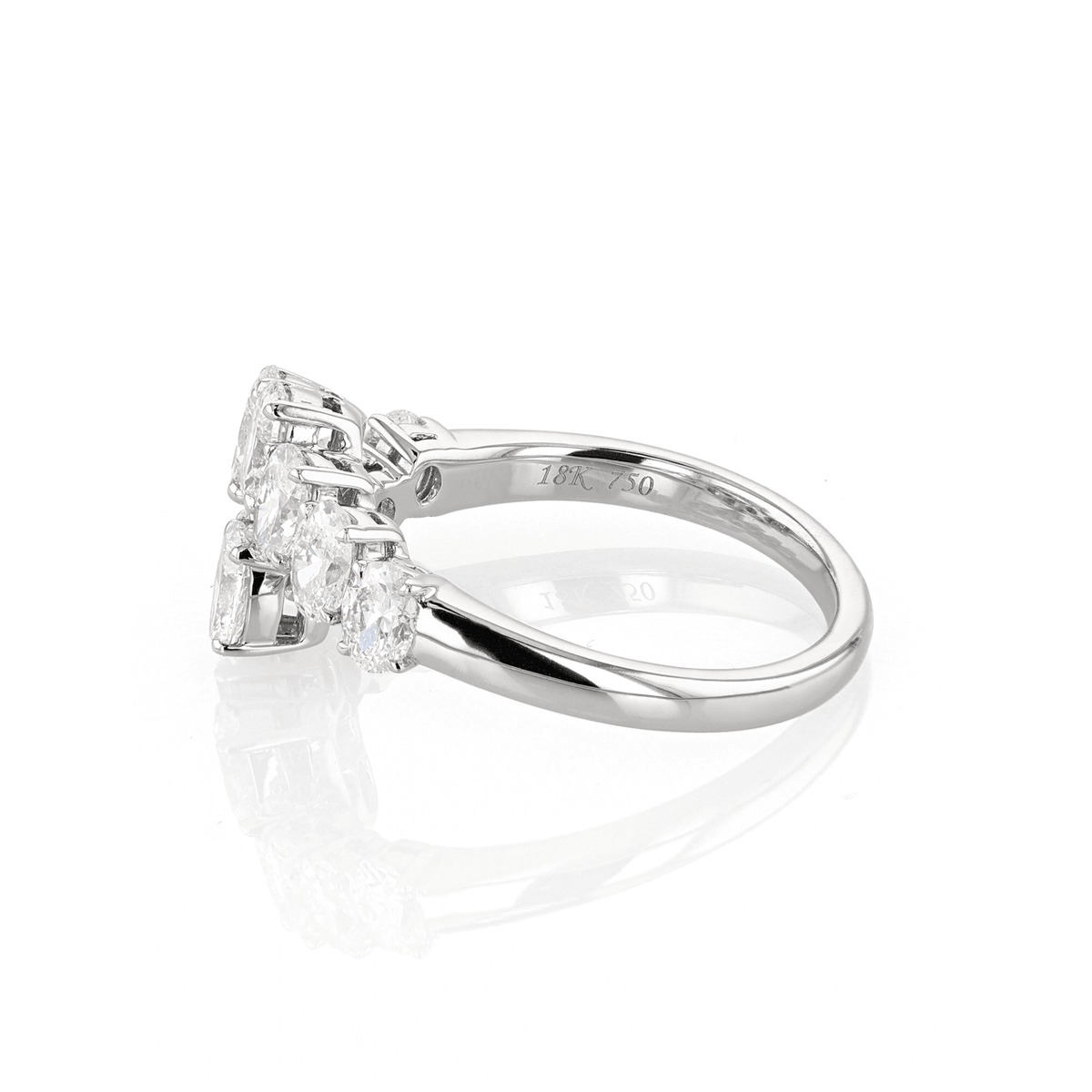 18k Gold and Oval Diamond 1.80 Total Weight Bypass Ring