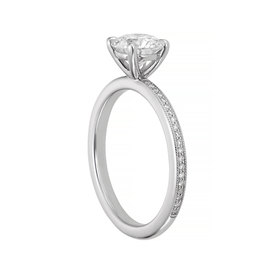 1912 18k White Gold and .16TW Diamond Engagement Mounting Ring