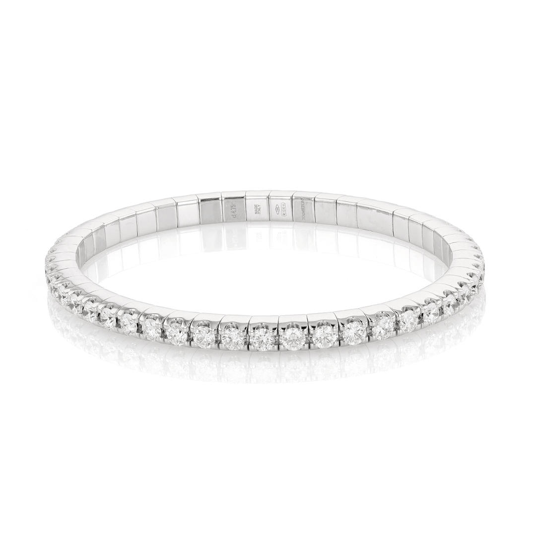 18k White Gold and Diamond 4.75 Total Weight Stretch Btacelet