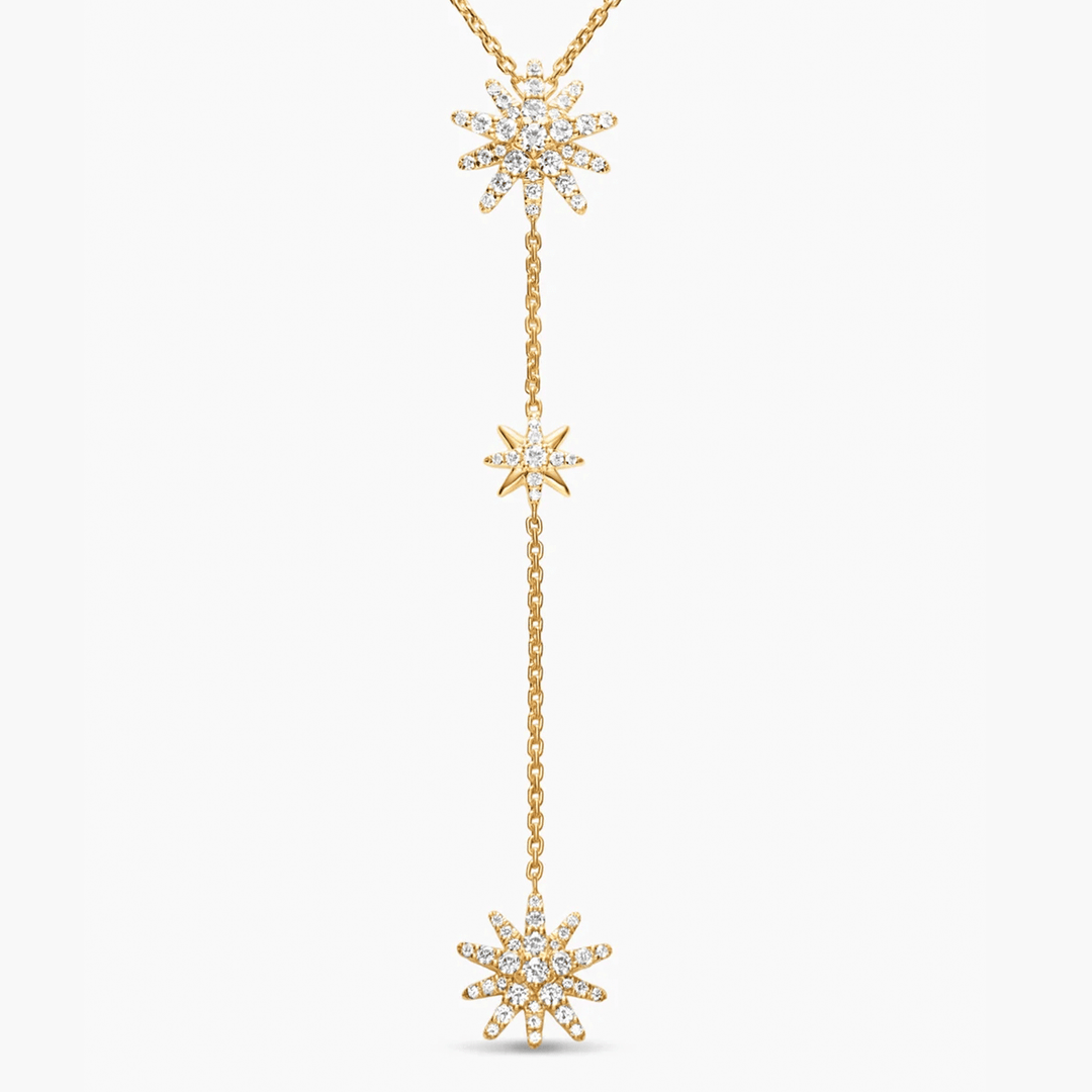 David Yurman Starburst Y Necklace 18k Yellow Gold with Diamonds, 76.7mm