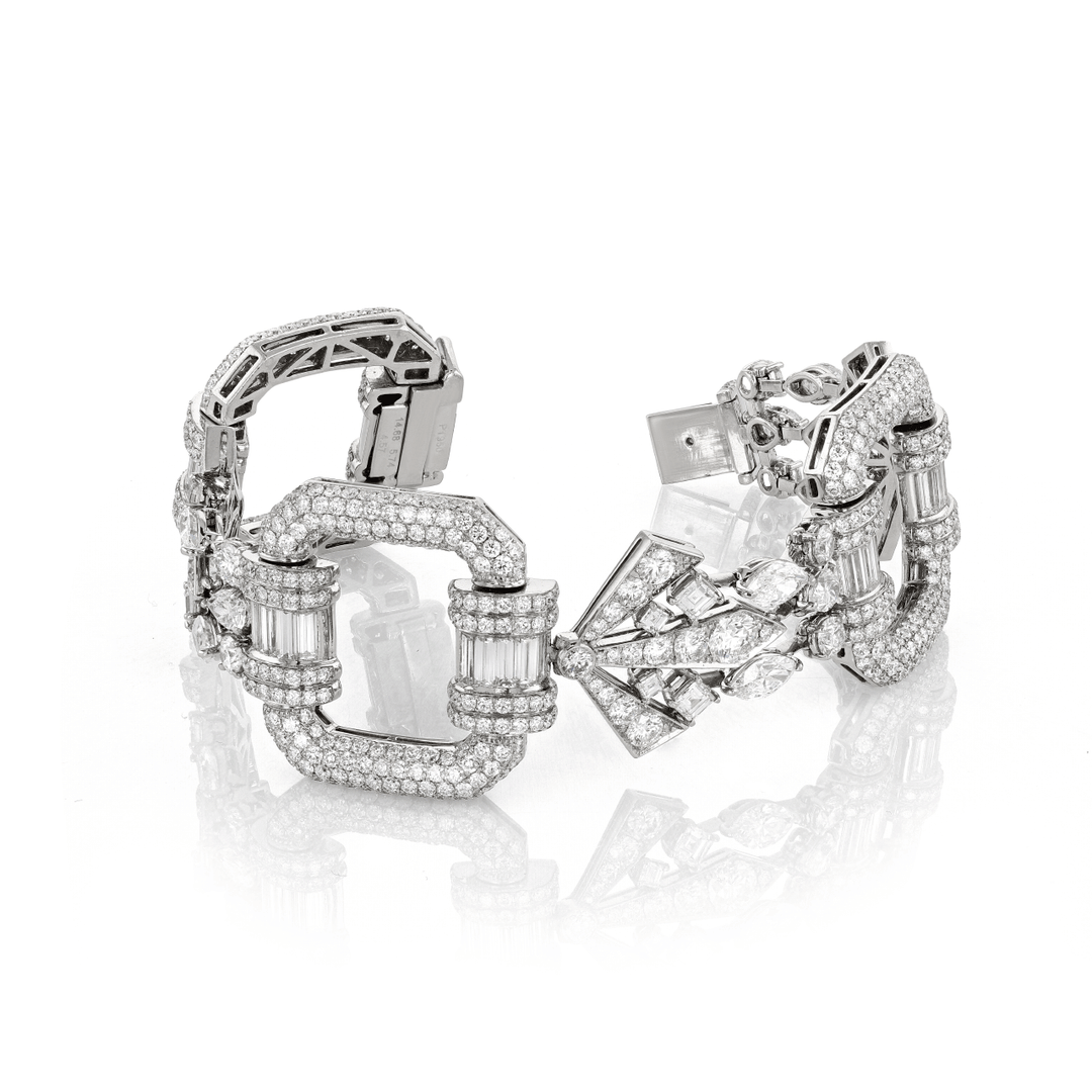 Hamilton Private Reserve Collection Platinum and Diamond 24.99 Total Weight Art Deco Style Bracelet