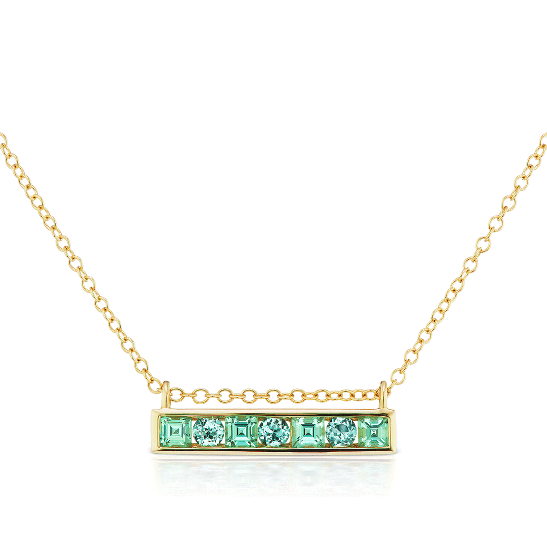 Jane Taylor Cirque 14k Yellow Gold and Tourmaline Bar Necklace