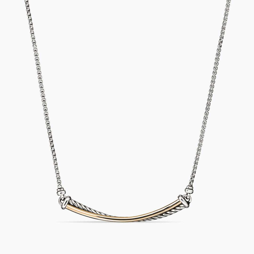 David Yurman Crossover Bar Necklace Sterling Silver with 18k Yellow Gold