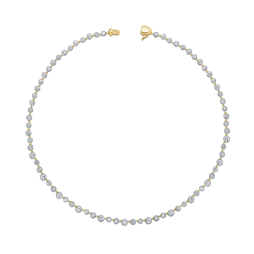 14k Yellow Gold and Diamond 11.60 Total Weight 17 Inch Necklace