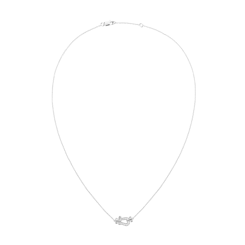 FRED Force 10 18k White Gold and Diamond Small Model Chain Necklace