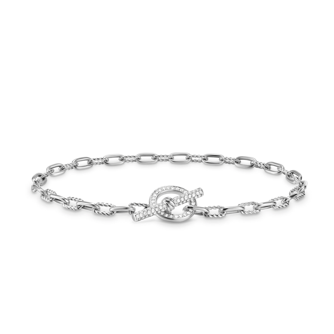 David Yurman Madison Pavé Toggle Chain Bracelet Sterling Silver with Diamonds, 3mm