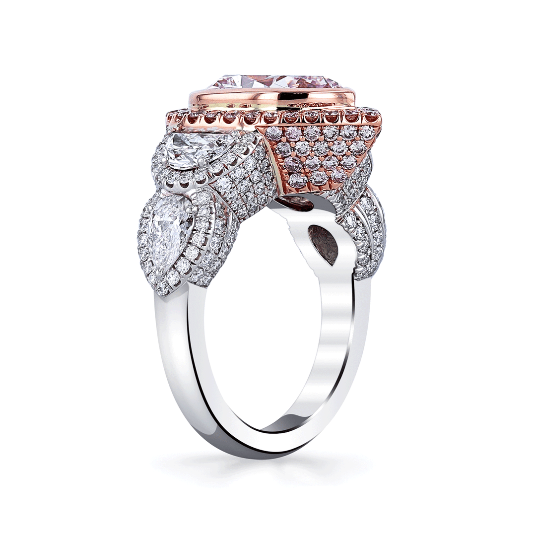 Private Reserve Platinum 18k Gold and 2.97 Total Weight Orange Pink Diamond Ring