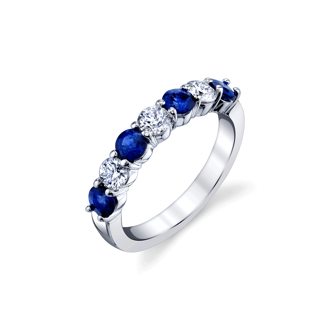 Classic 18k White Gold .62 Total Weight Sapphire and Diamond Ring