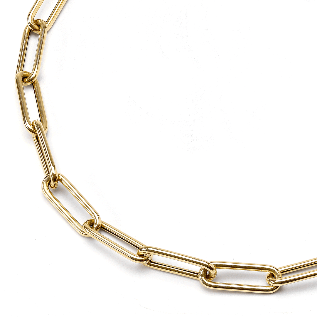 14k Yellow Gold 18 Inch Paperclip Necklace