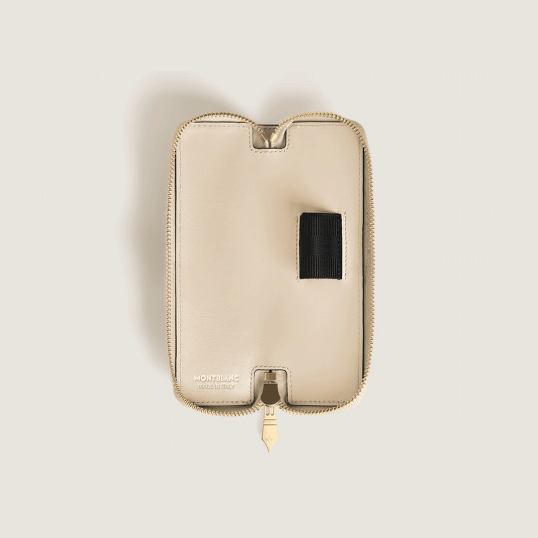 Montblanc 1-Pen Pouch with zip in Meisterstück Cloudy Beige Leather