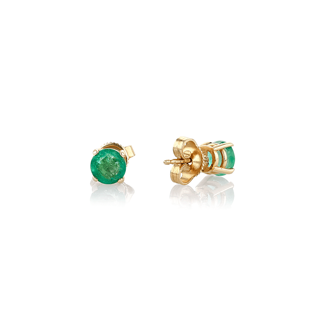 14k 5mm Emerald Birthstone May Stud Earrings