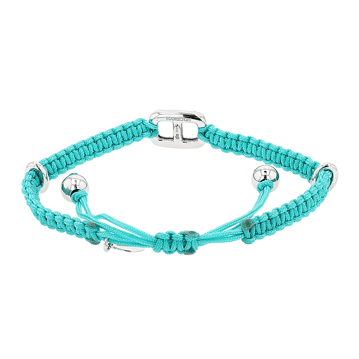 18k White Gold and Diamond Mint Green Cord Bracelet