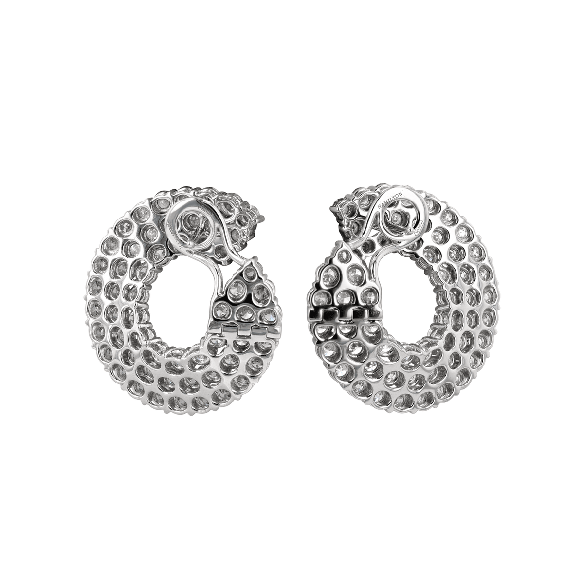 18k White Gold and 7.28 Total Weight Diamond Spiral Earrings