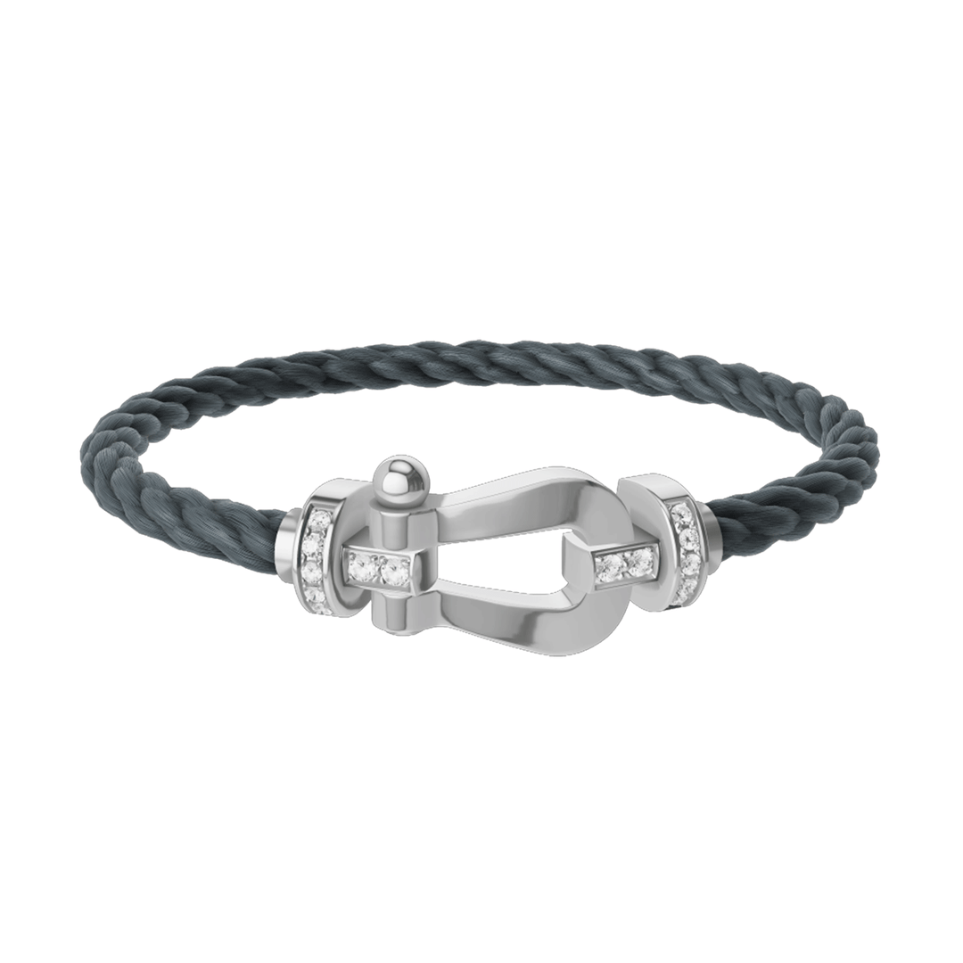 FRED Storm Grey Cord Bracelet with 18k Half Diamond LG Buckle, Exclusively at Hamilton Jewelers