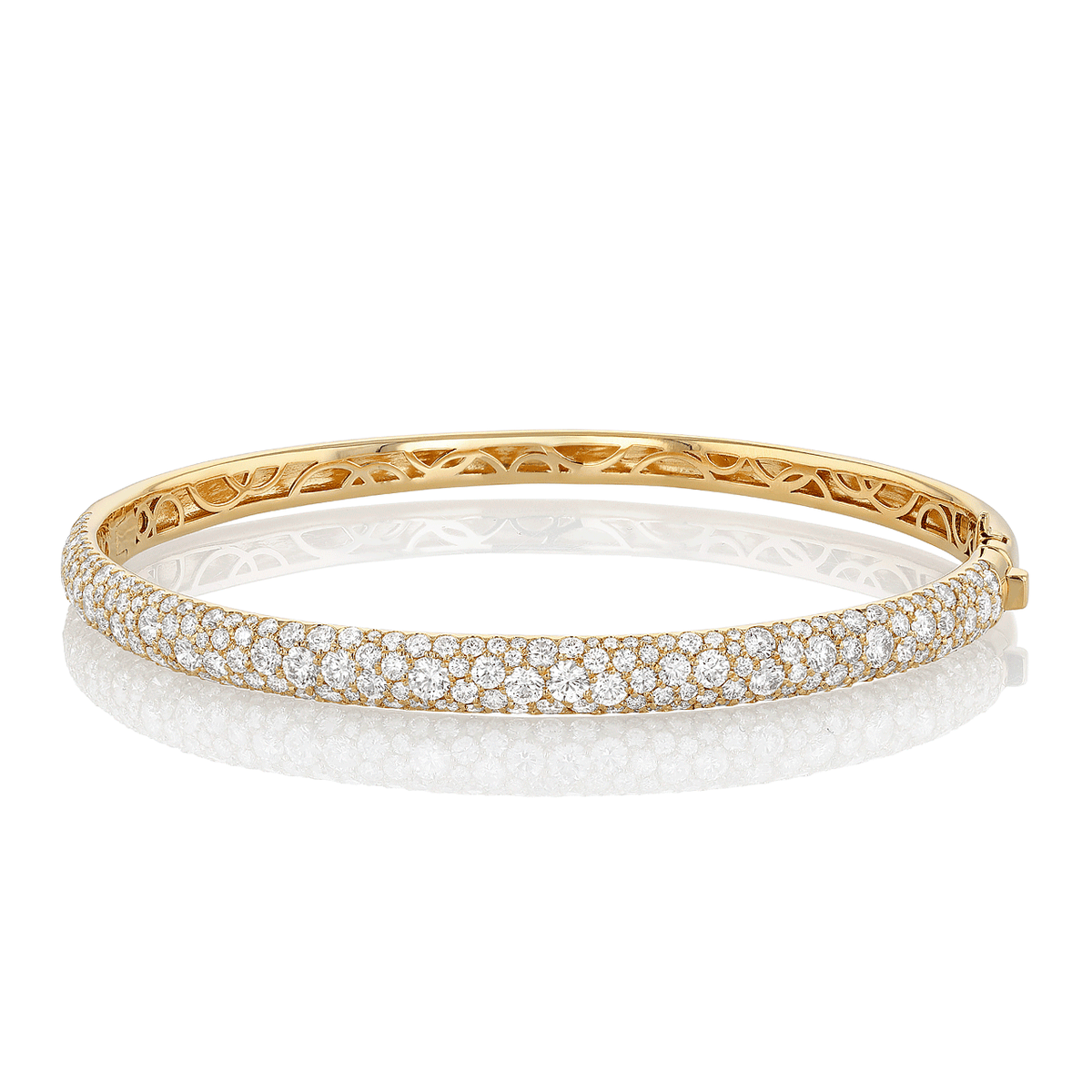 Luminous 18k Yellow Gold and Diamond 3.91 Total Weight Bangle