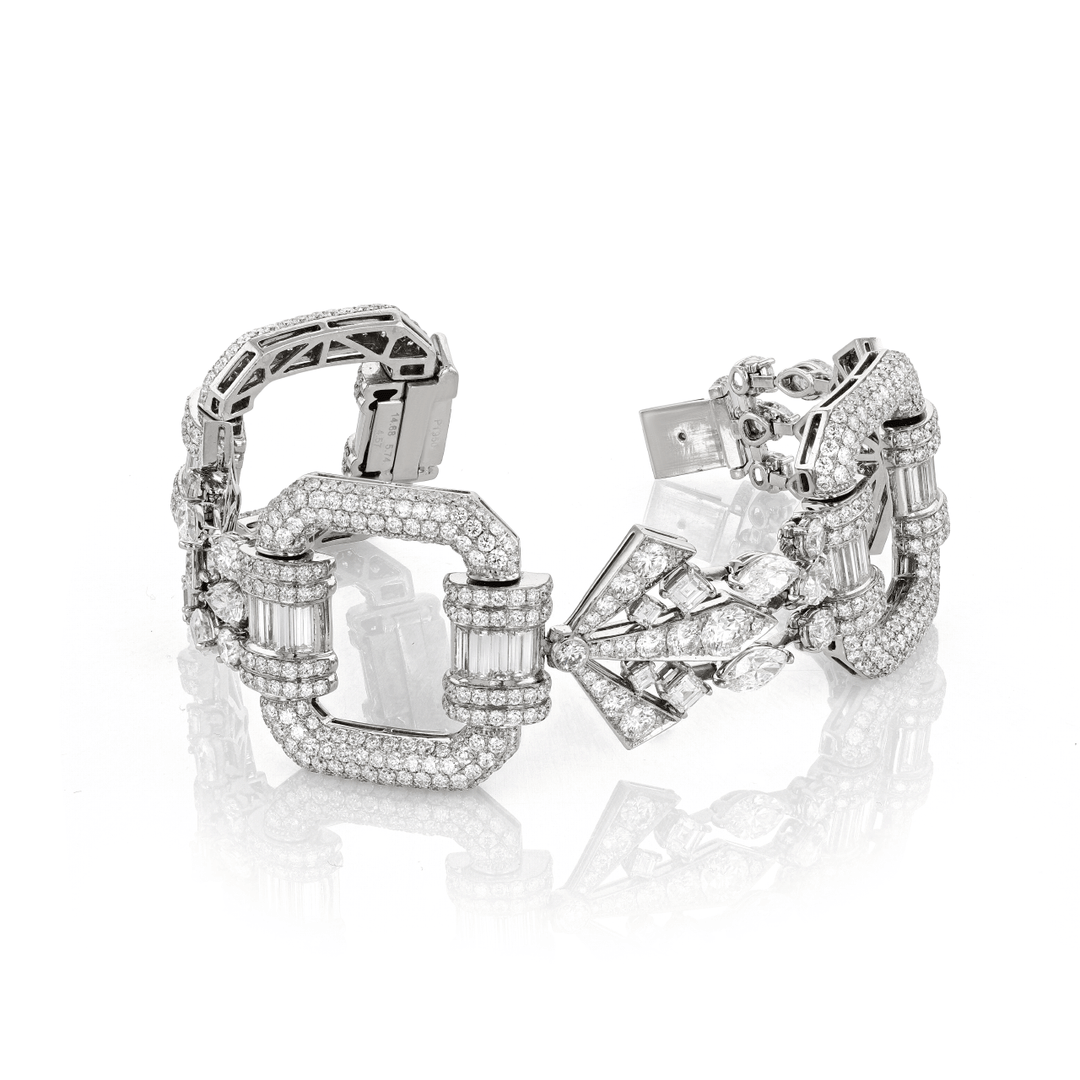 Hamilton Private Reserve Collection Platinum and Diamond 24.99 Total Weight Art Deco Style Bracelet