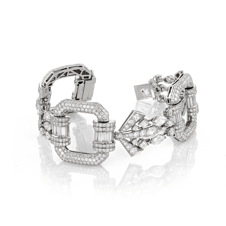 Hamilton Private Reserve Collection Platinum and Diamond 24.99 Total Weight Art Deco Style Bracelet