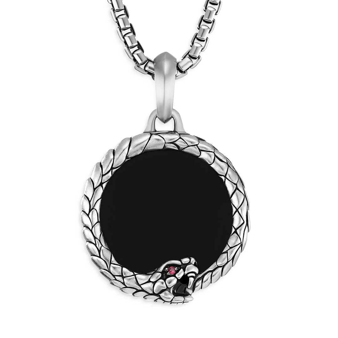 David Yurman Cairo Ouroboros Amulet with Black Onyx and Ruby