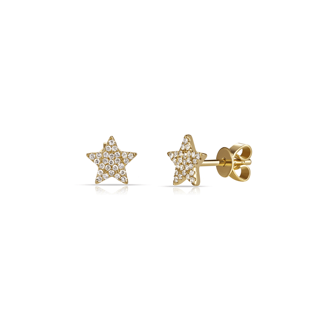 14k Yellow Gold .20 Total Weight Diamond Star Studs