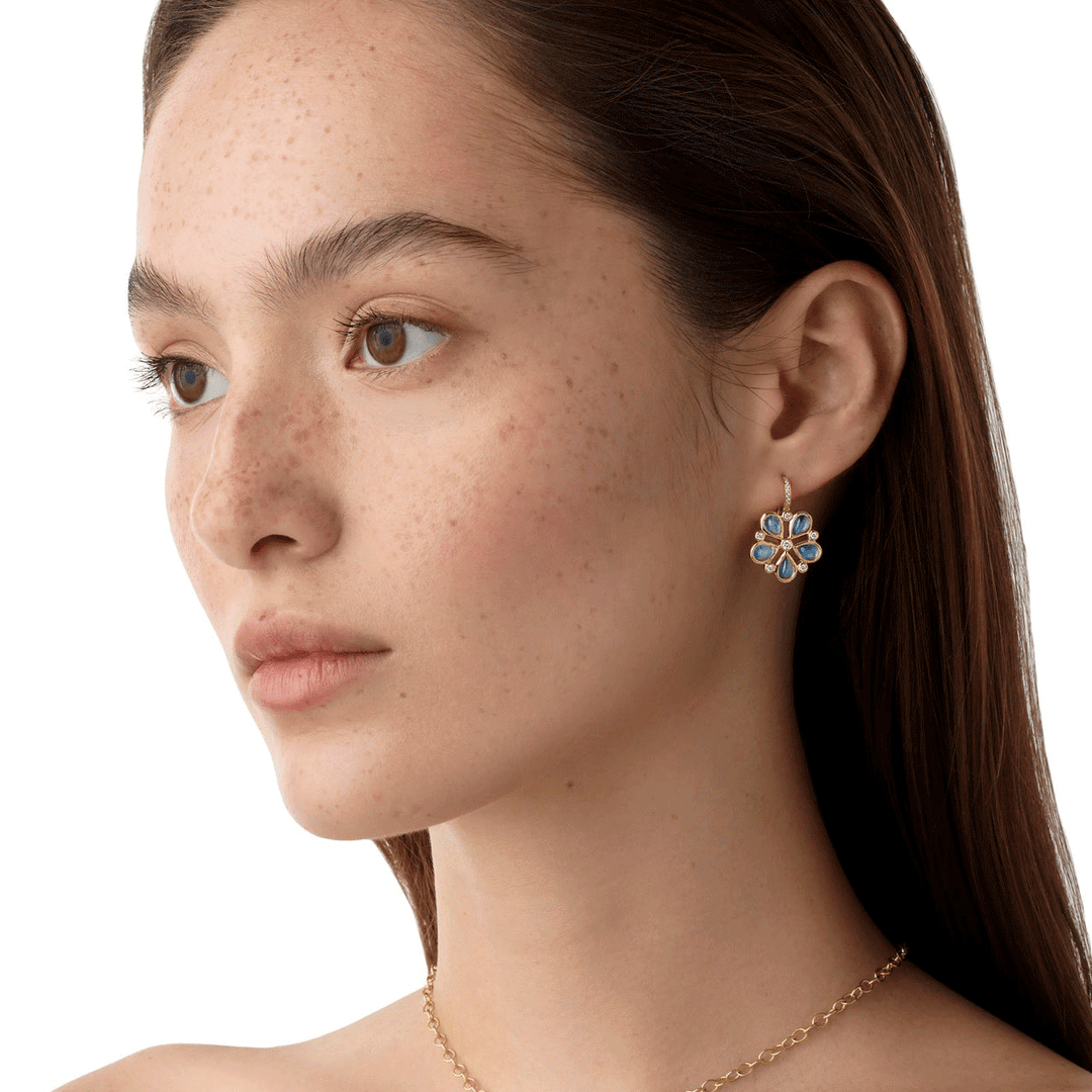 Temple St. Clair 18k Yellow Gold Luna Flower Earrings