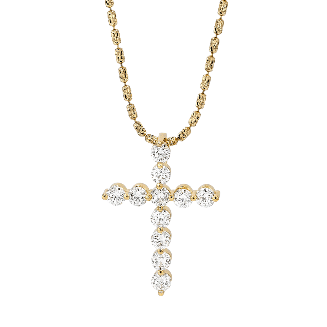 Hamilton Collection 18k Yellow Gold and 3.63 Total Weight Diamond Cross Pendant