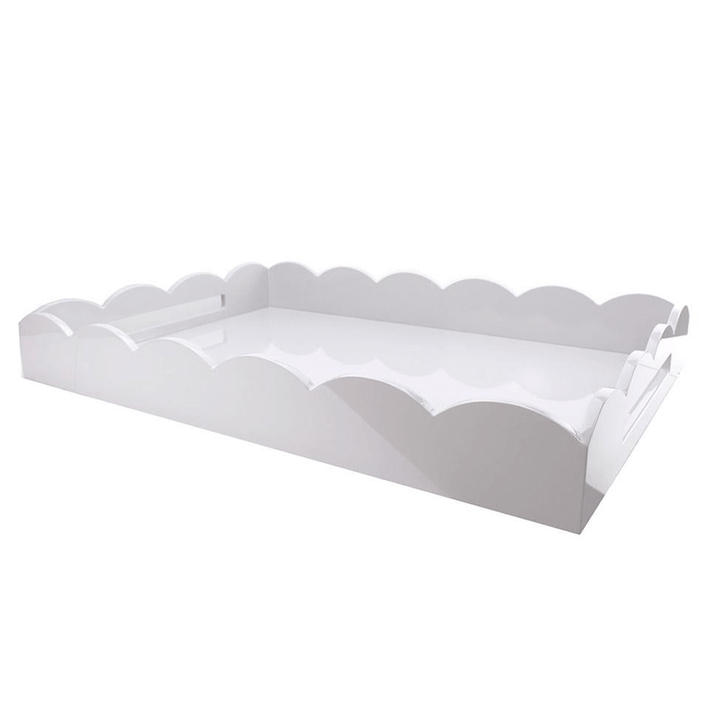 White Large Scalloped Edge Tray