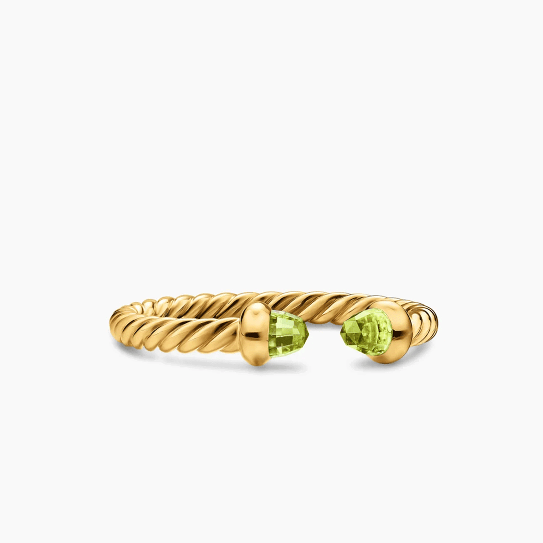 David Yurman Micro Cablespira® Flex Open Ring 18K Yellow Gold with Peridot, 2.5mm