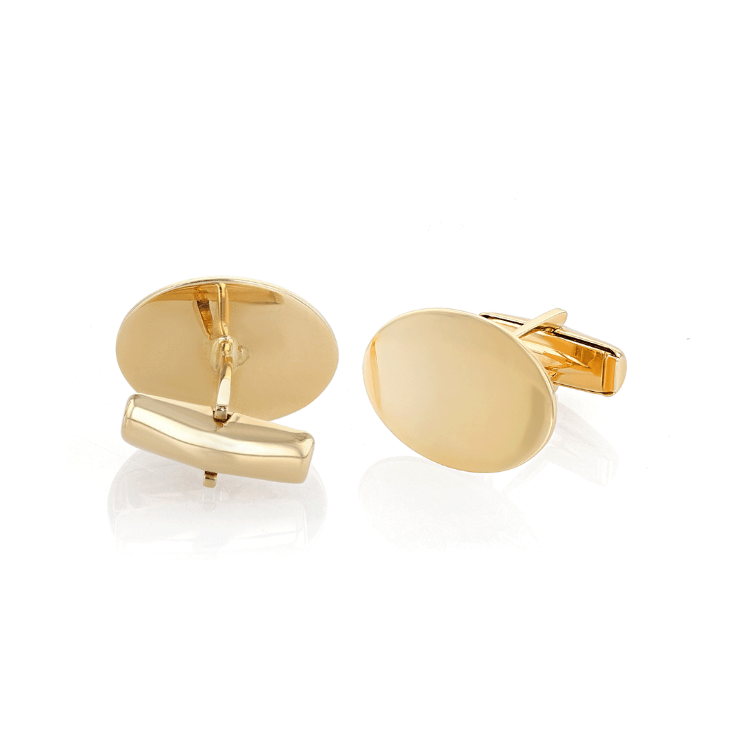 14k Yellow Gold Oval Cufflinks