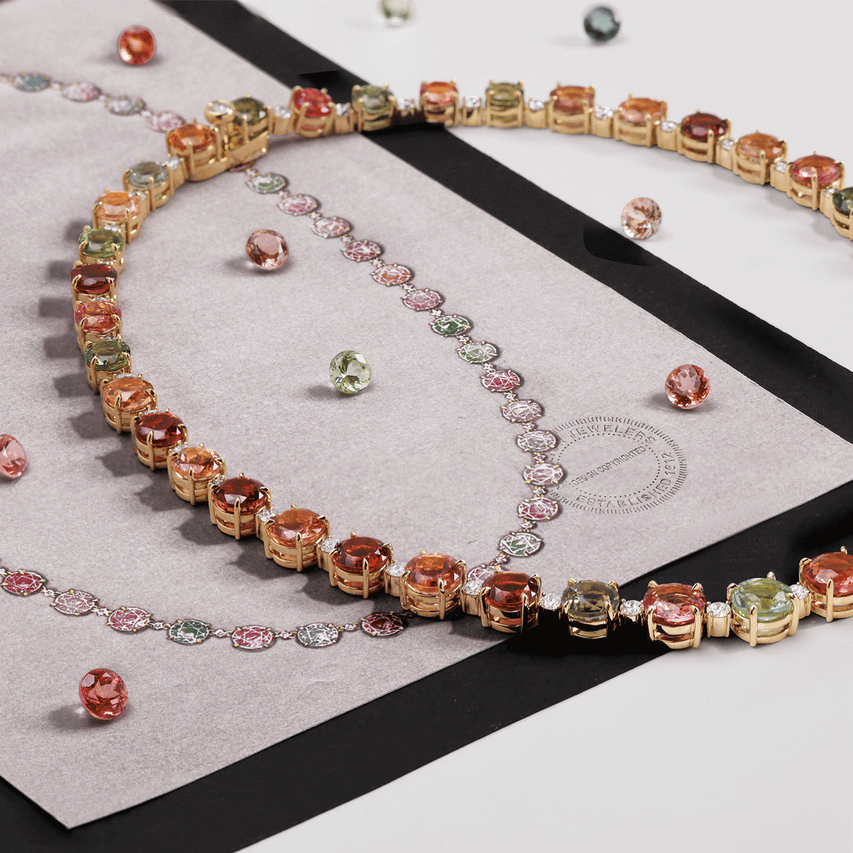 Private Reserve 18k Yellow Gold and Multi Color Tourmaline Necklace