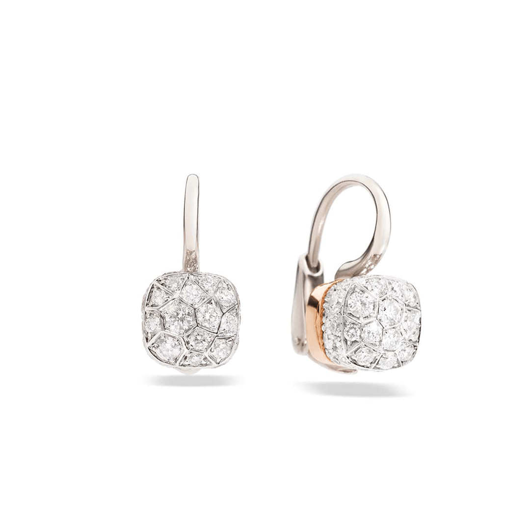 Pomellato Nudo 18k White Rose Gold Diamond Earrings