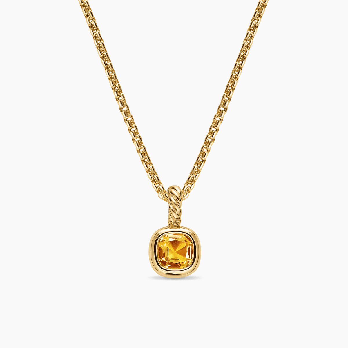 David Yurman Mini Cushion Cut Amulet 18k Yellow Gold with Citrine, 5.5mm