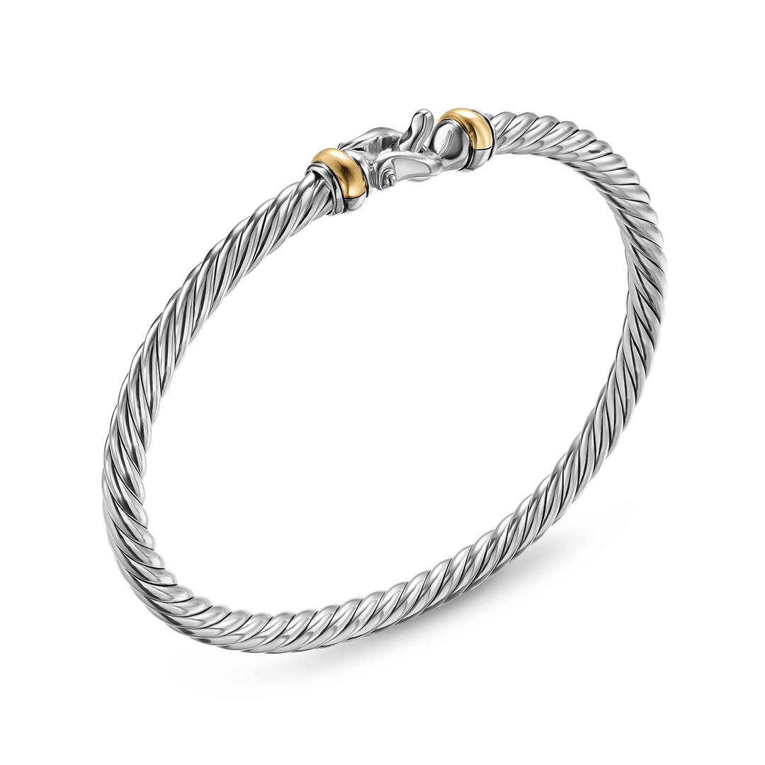 David Yurman Cable Flex® Buckle Bracelet Sterling Silver with 14K Yellow Gold, 4mm